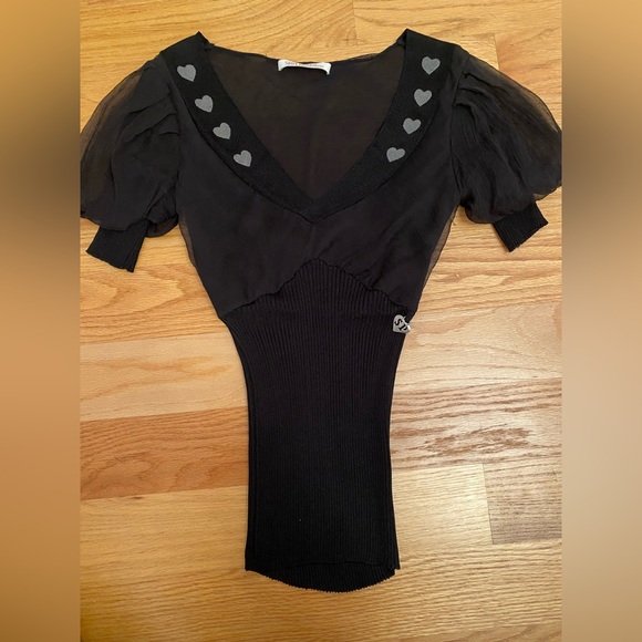 Shirt Passion Elegant Black Heart Detail top - Picture 1 of 6